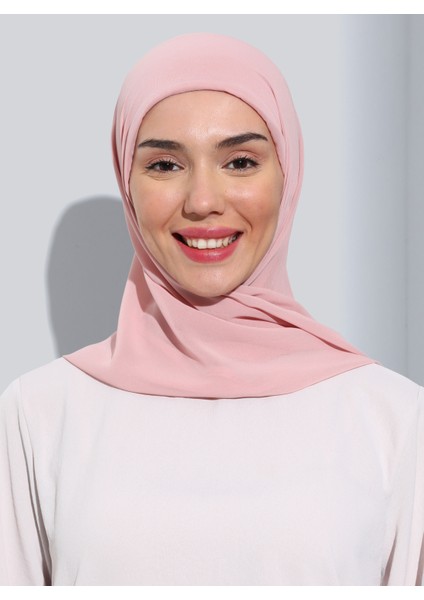 ST103-BONELİ Şifon Oval Eşarp 13 Pudra- Pudra - Ecardin