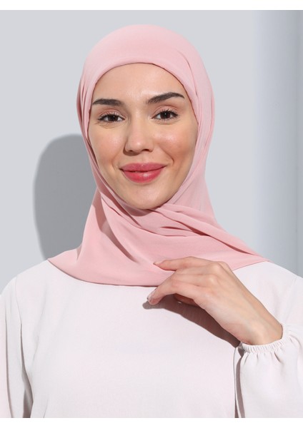 ST103-BONELİ Şifon Oval Eşarp 13 Pudra- Pudra - Ecardin