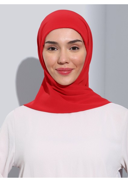 ST103-BONELİ Şifon Oval Eşarp 20 Narçiçeği- Nar Çiçeği- Ecardin