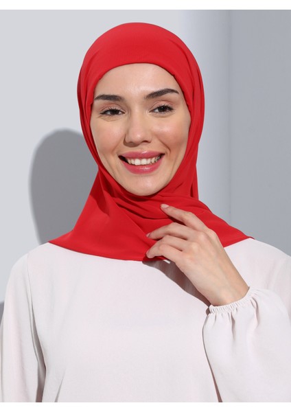 ST103-BONELİ Şifon Oval Eşarp 20 Narçiçeği- Nar Çiçeği- Ecardin