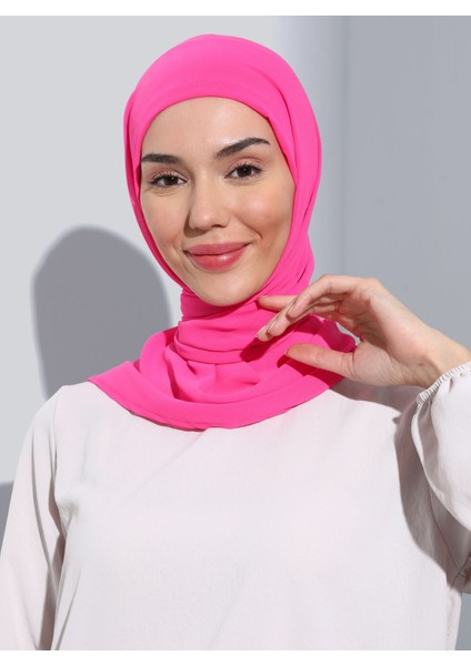 ST103-BONELİ Şifon Oval Eşarp 25 Fuşya - Fuşya - Ecardin fırsatları