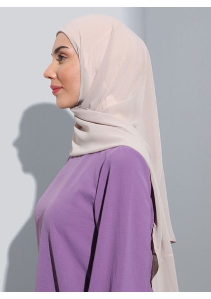 ST111-HİJABLI Şifon Oval Eşarp 12 Açık Bej- Açık Bej - Ecardin