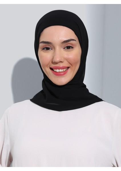 ST103-BONELİ Şifon Oval Eşarp 01 Siyah - Siyah - Ecardin fırsatları