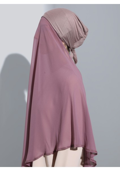 ST103-BONELİ Şifon Oval Eşarp 67 Mor Gül - Mor - Ecardin modelleri