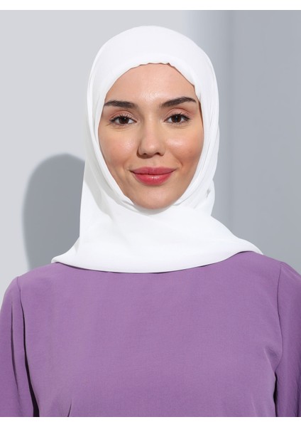 ST111-HİJABLI Şifon Oval Eşarp 05 Krem - Krem - Ecardin