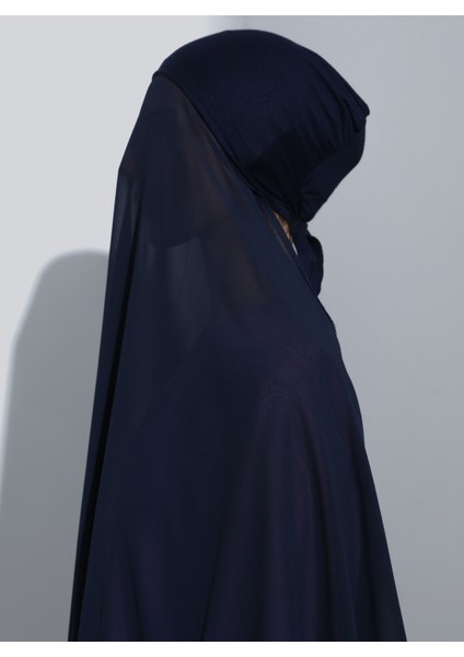 ST103-BONELİ Şifon Oval Eşarp 03 Lacivert - Lacivert - Ecardin modelleri