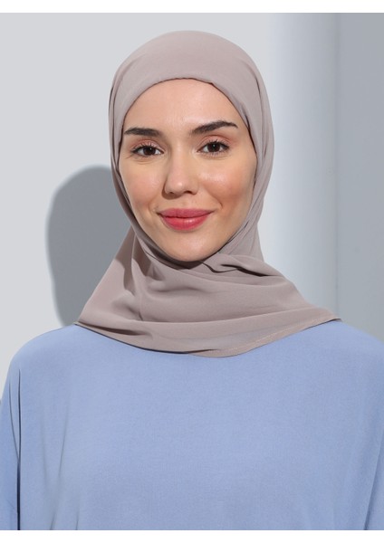 ST103-BONELİ Şifon Oval Eşarp 10 Açık Vizon- Açık Vizon - Ecardin