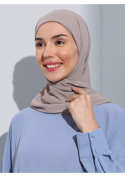 ST103-BONELİ Şifon Oval Eşarp 10 Açık Vizon- Açık Vizon - Ecardin fırsatları