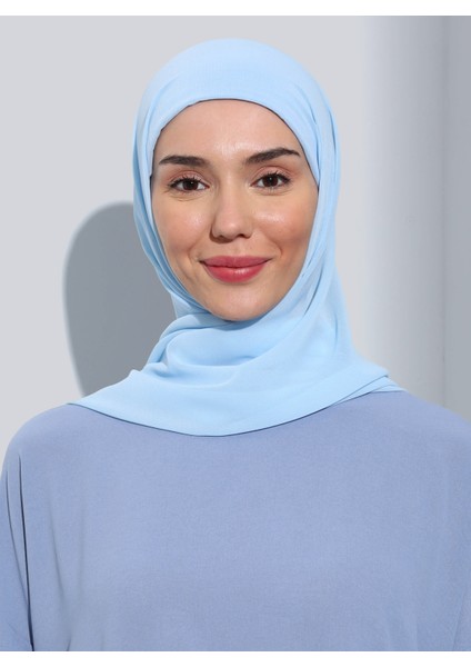 ST103-BONELİ Şifon Oval Eşarp 30 Bebe Mavi - Bebe Mavisi - Ecardin