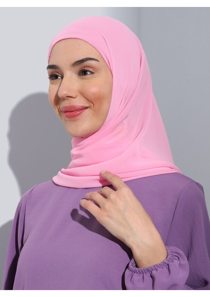 ST103-BONELİ Şifon Oval Eşarp 36 Pembe - Pembe - Ecardin modelleri
