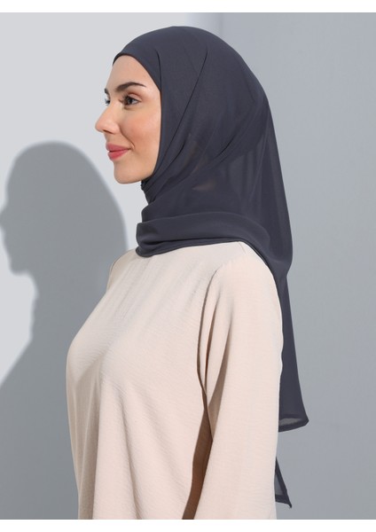 ST103-BONELİ Şifon Oval Eşarp 48 Antrasit - Antrasit- Ecardin fiyatları
