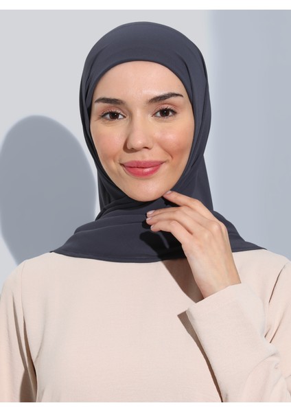 ST103-BONELİ Şifon Oval Eşarp 48 Antrasit - Antrasit- Ecardin fırsatları