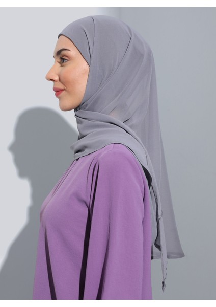 ST103-BONELİ Şifon Oval Eşarp 27 Koyu Gri - Koyu Gri - Ecardin fiyatları