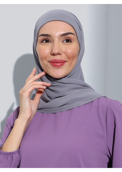 ST103-BONELİ Şifon Oval Eşarp 27 Koyu Gri - Koyu Gri - Ecardin fırsatları