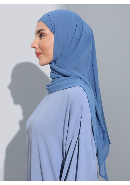 ST103-BONELİ Şifon Oval Eşarp 42 Kot Mavi - Mavi - Ecardin fırsatları