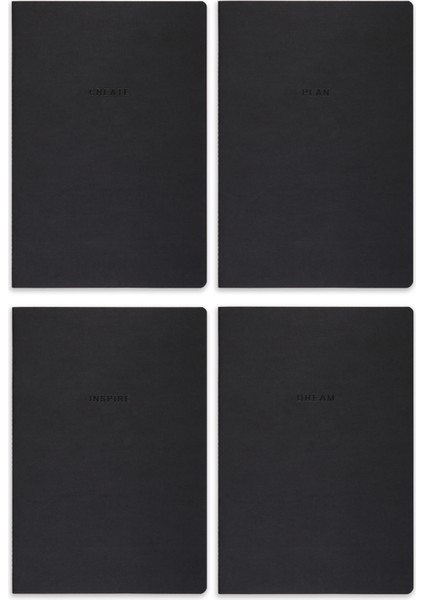 A5 4'lü Defter Set Çizgisiz Terzi Dikiş Siyah