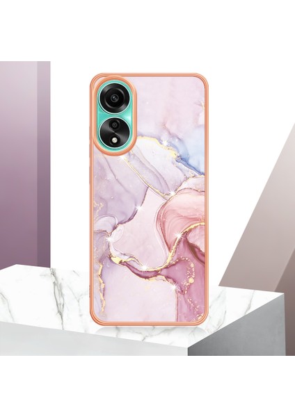 Oppo A78 4g Elektrokaplanmış Mermer Telefon Kılıfı Imd Tpu Çizgiye Karşı Kapak (Yurt Dışından) indirimleri