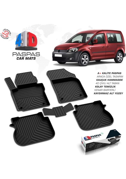 Volkswagen Caddy 4D Havuzlu Paspas Bagaj Havuzu Seti 2004 -2010 A+ Kalite