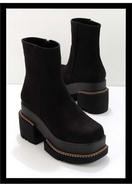 Siyah Süet Kadın Bot & Bootie K02575211902