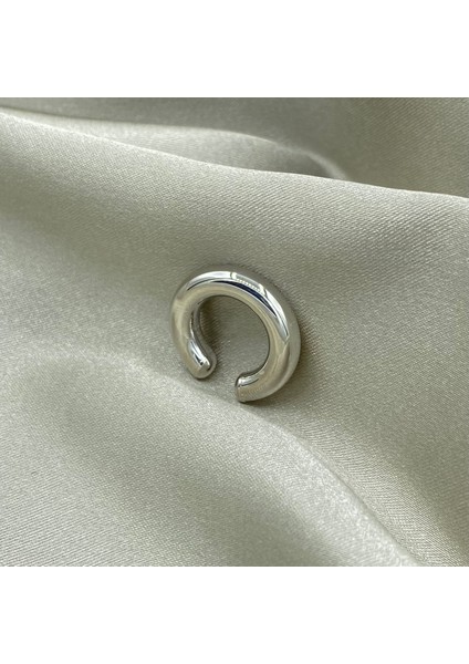 Jewel by Aila Kalın Halka Rhodium Kaplama Gümüş Kıkırdak Küpe