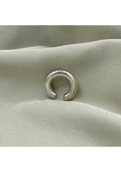 Jewel by Aila Kalın Halka Rhodium Kaplama Gümüş Kıkırdak Küpe