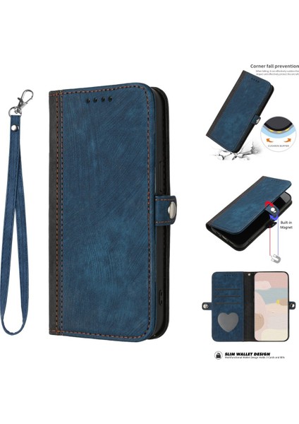 Uyumlu iPhone 12 Pro Max Askılı ve Stand Fonksiyonlu Cüzdan Kapaklı Kılıf Pu Deri Kart Tutucu (Yurt Dışından)