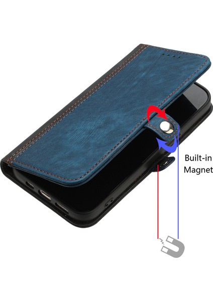 Uyumlu iPhone 14 Pro Max Askılı ve Stand Fonksiyonlu Cüzdan Kapaklı Kılıf Pu Deri Kart Tutucu (Yurt Dışından)