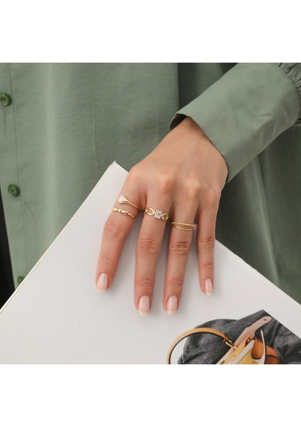 14 Ayar Altın Minimal Katmanlı Yüzük KRS175-14GR modelleri