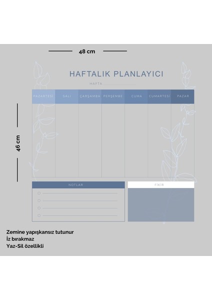 Mavi Haftalık Planlayıcı 46X48 Akıllı Kağıt Tahta fiyatları