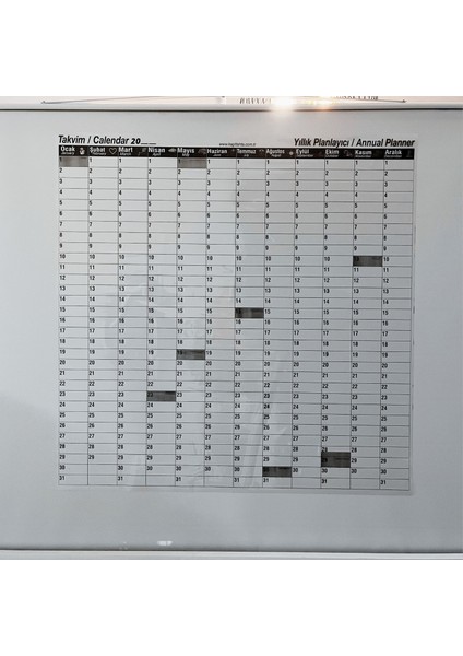 Tarihsiz Yıllık Takvim Planlayıcı Şeffaf Renkte Akıllı Kağıt