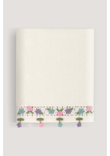 Alya Kadıfe Nakıslı Çeyız Havlusu Krem 30X50