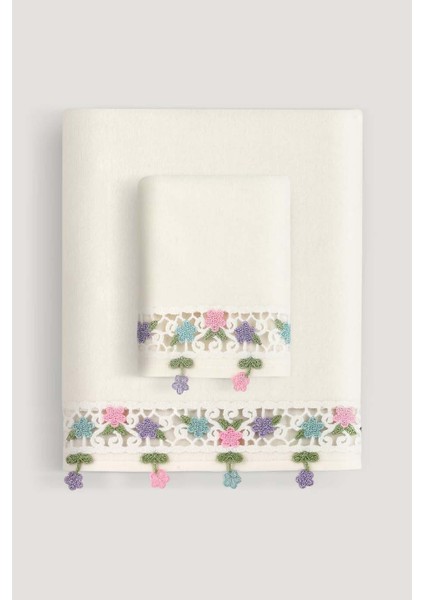 Alya Kadıfe Nakıslı Çeyız Havlusu Krem 30X50 modelleri