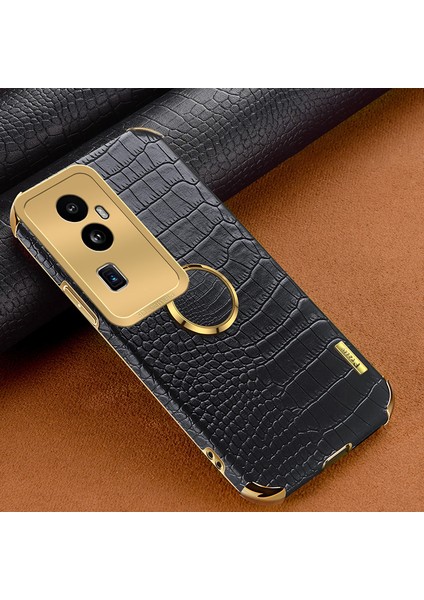 Oppo RENO10 Pro+ 5g Timsah Doku Yüzüğü Kickstand Telefon Kılıfı Elektrokaplanmış Deri+ Tpu Kapak (Yurt Dışından) modelleri