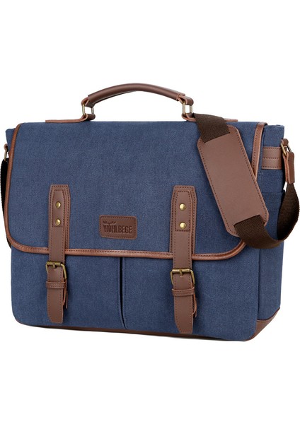Avrupa ve Amerikan Moda Tuval Erkek Taşınabilir Omuz Crossbody 15.6 Inç Bilgisayar Evrak Çantası (Yurt Dışından)