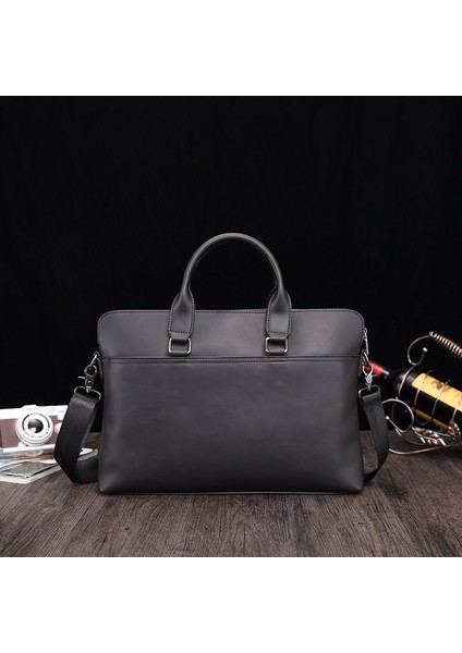 Erkek Evrak Retro Iş Omuz Crossbody Seyahat Banliyö 15.6 Inç Bilgisayar Çantası (Yurt Dışından)