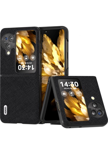 Oppo Find N3 Flip 5g Telefon Kapağı Orijinal Inek Deri + Pc Çapraz Doku Doku Kıvlatıcı Kılıf (Yurt Dışından)