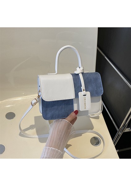 Niş Tasarım Dikiş Kontrast Renkli Küçük Kare Kadın Dokusu Basit Crossbody Moda Omuz Çantası (Yurt Dışından)
