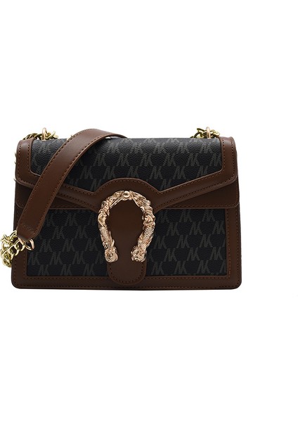 Hafif Lüks Küçük Koku Kadın Crossbody Retro Kontrast Renkli Dikiş Çok Yönlü Zincir Omuz Koltuk Altı Çantası (Yurt Dışından)