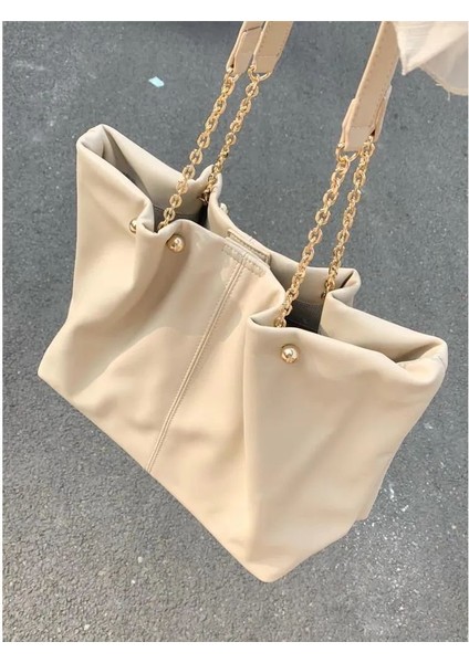 Niş Tasarım Öğrencisi Büyük Kapasiteli Tote Kadın Üst Düzey Denim Desen Zincir Omuz Çantası (Yurt Dışından)