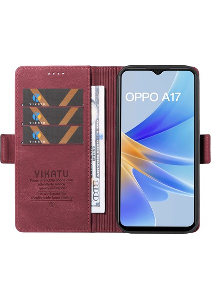 Oppo A17 4g Pu Deri Deri Tuşlu Telefon Kılıfı Cüzdan Stand Şok Geçirmez Kapak (Yurt Dışından)