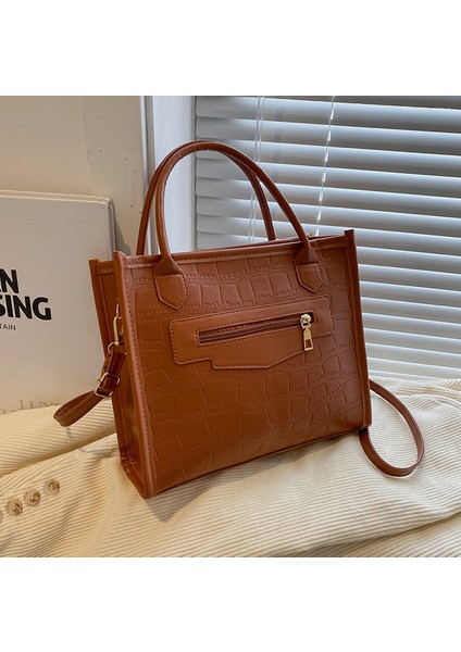 Kadın Pu Omuz Kadın Basit Düz Renk Çantası (Yurt Dışından)