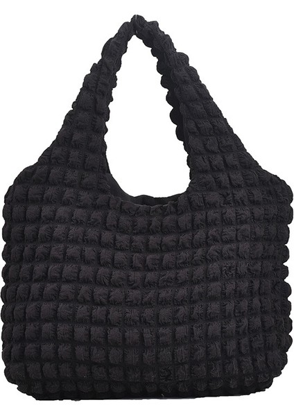 Pilili Waffle Omuz Kabarcık Ekose Tote Şık Büyük Kapasiteli Alışveriş Çantası (Yurt Dışından)