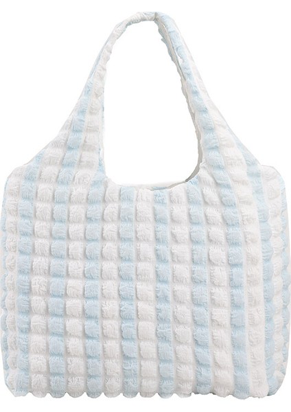 Pilili Waffle Omuz Kabarcık Ekose Tote Şık Büyük Kapasiteli Alışveriş Çantası (Yurt Dışından)