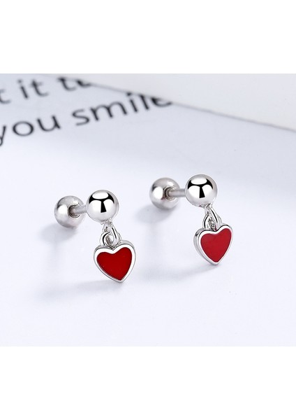 Kalp Şeklinde Delinmiş Küpe, 925 Ayar Gümüş Sade Mineli Damla Küpe (Yurt Dışından)