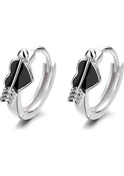 925 Ayar Gümüş Siyah Kalp Küpe, Şık ve Çok Yönlü (Yurt Dışından) fiyatları