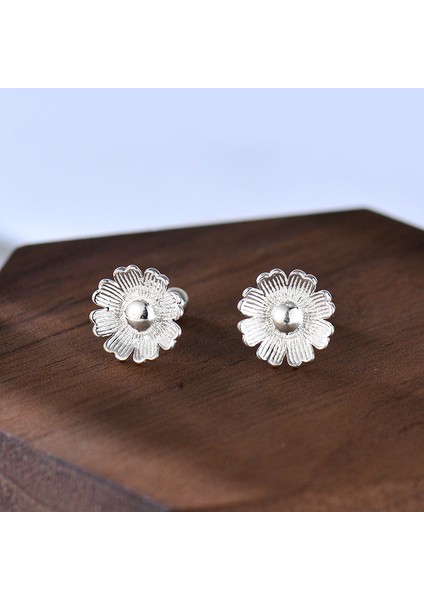 S999 Gümüş Çiçek Küpeler, Alerjisi Kolay Değil, Rahat Saklama (Yurt Dışından)