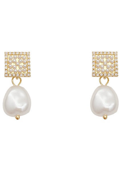 Sentetik Inci Küpeler, Geometrik Tasarımlı Çıtçıtlar (Yurt Dışından)