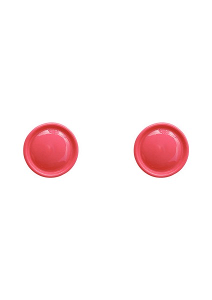 Pembe Düğme Daire Küpeler, Basit Sevimli Çok Yönlü Küpeler (Yurt Dışından)
