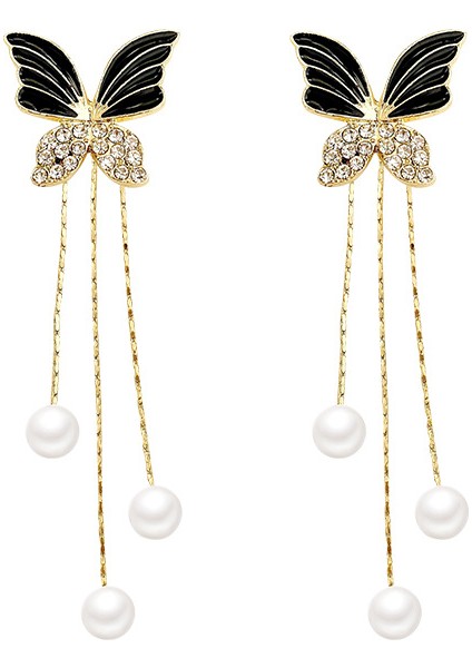 Siyah Kelebek Uzun Püskül Küpe, Şık ve Çok Yönlü (Yurt Dışından) fiyatları