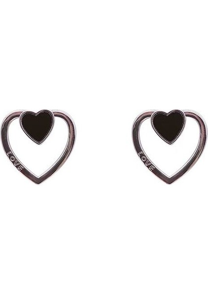 Siyah Kalp Küpe Saplamaları, Şık ve Çok Yönlü, Kız Arkadaşlara Hediye (Yurt Dışından)